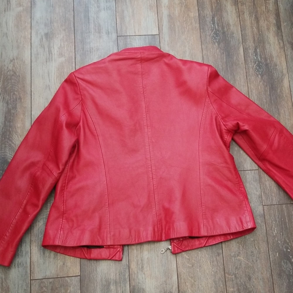 Studio Works Red Leather Quilted Jacket - Picture 4 of 5